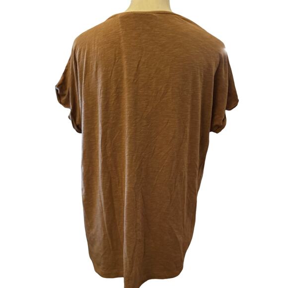 Sigrid Olsen Relaxed Pocket Tee, Copper Brown, Size XL - Picture 4 of 5